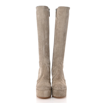 Chanel Suede Platform Knee High Boots 36 Beige 2 of 10