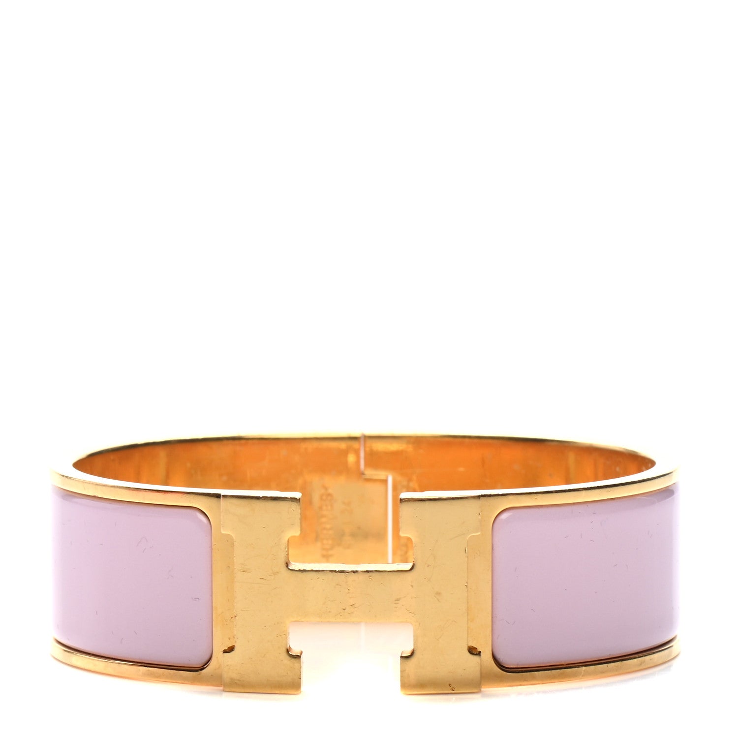 Hermes Enamel Wide Clic Clac H Bracelet GM Rose Dragee 1 of 4