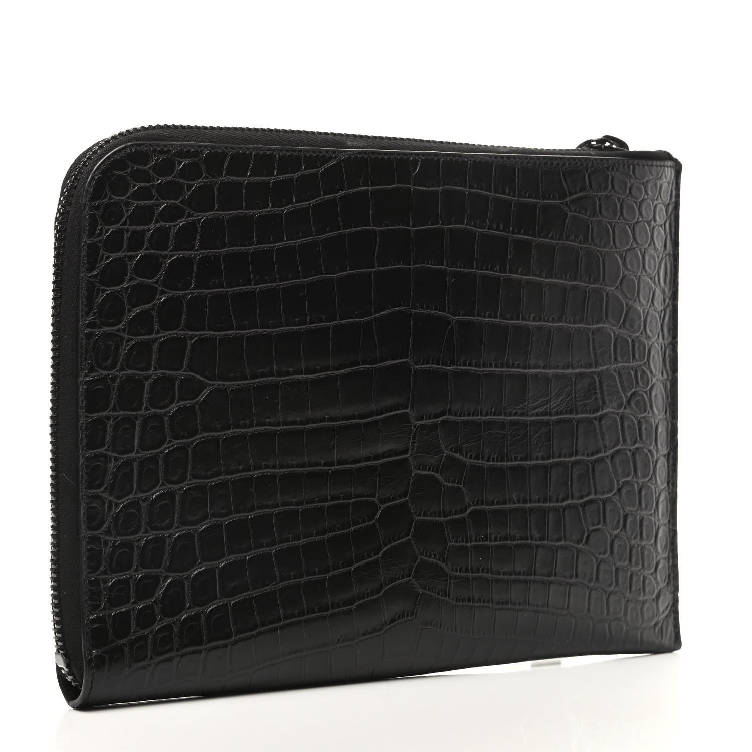 Saint Laurent Calfskin Crocodile Embossed iPad Case Black 3 of 7