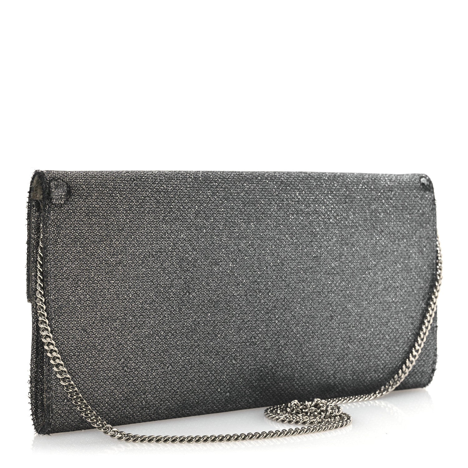 Jimmy Choo Glitter Fabric Erica Chain Clutch Anthracite 1740559