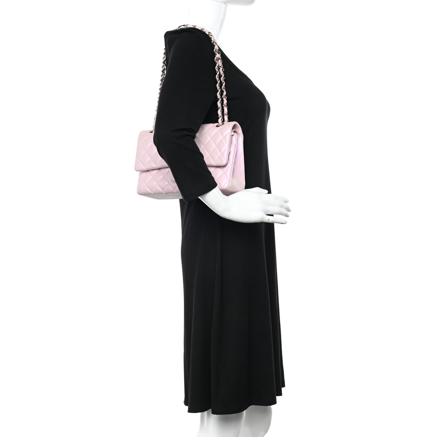 Lambskin Quilted Medium Double Flap Light Pink