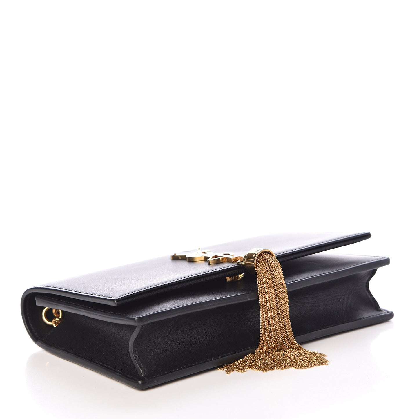 Smooth Calfskin Classic Monogram Kate Tassel Chain Wallet Black