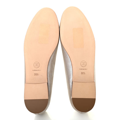Chanel Metallic Goatskin Cap Toe CC Ballerina Flats 39.5 Gold 5 of 10