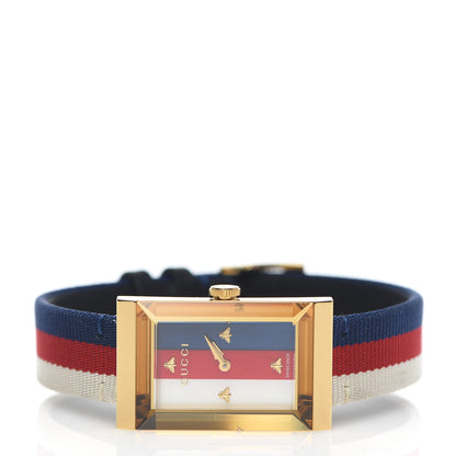 Gucci Stainless Steel Nylon Mother of Pearl 21mm Web G-Frame Quartz Watch Blue 3 of 8