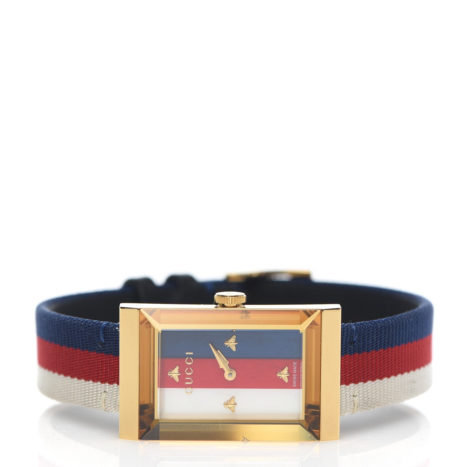 Gucci Stainless Steel Nylon Mother of Pearl 21mm Web G-Frame Quartz Watch Blue 3 of 8