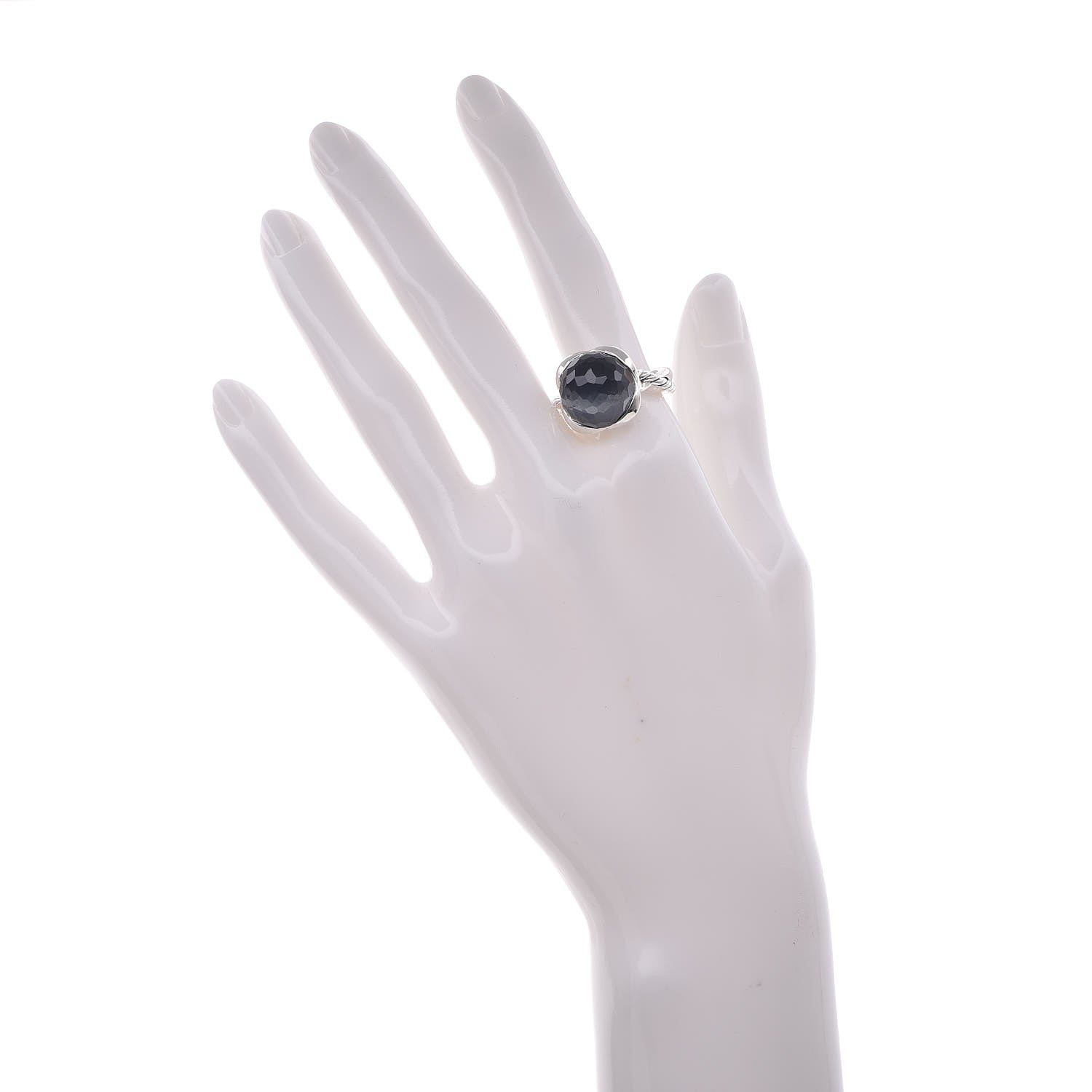 David Yurman Sterling Silver Hematine Crystal 14mm Continuance Ring 56 7.5 2 of 4
