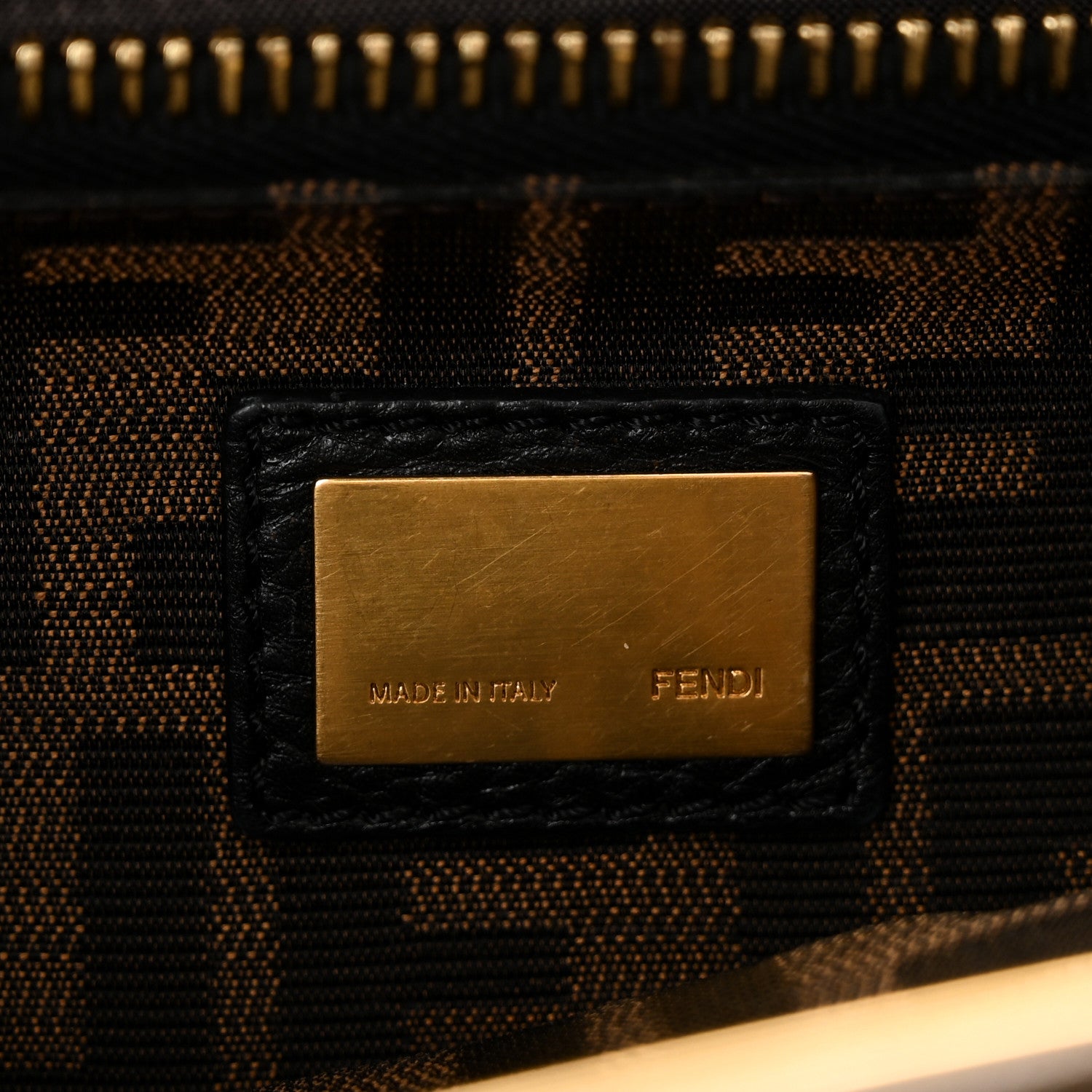 Fendi Goatskin Zucca Medium Peekaboo Iconic Satchel Taupe Tobacco Moro 6 of 10
