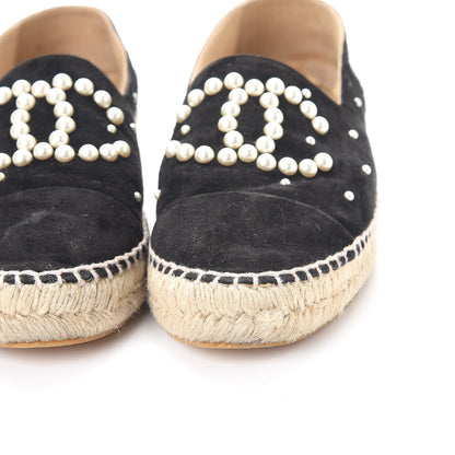 Chanel Suede Pearl CC Espadrilles 40 Black 15 of 18