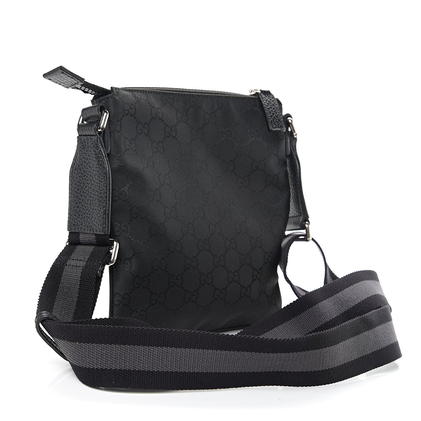 Nylon Monogram Mini Flat Messenger Bag Black