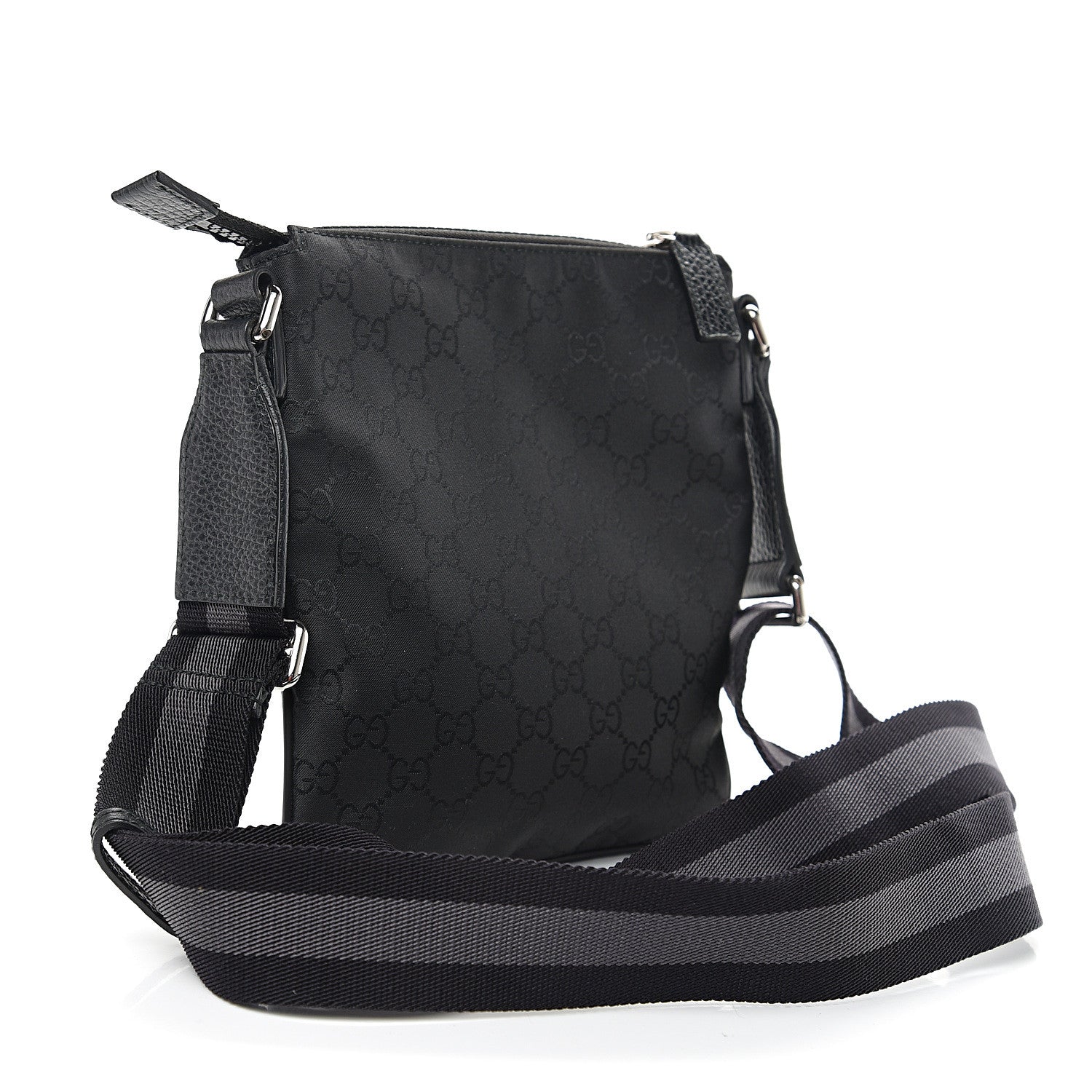 Gucci Nylon Monogram Mini Flat Messenger Bag Black 2 of 9