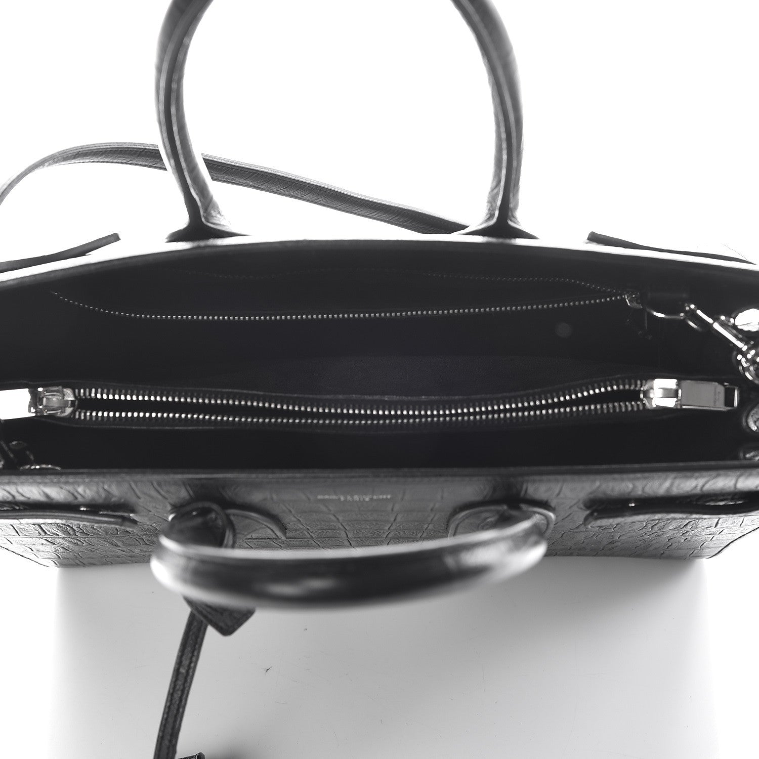 Saint Laurent Calfskin Crocodile Embossed Small Sac de Jour Black 5 of 12