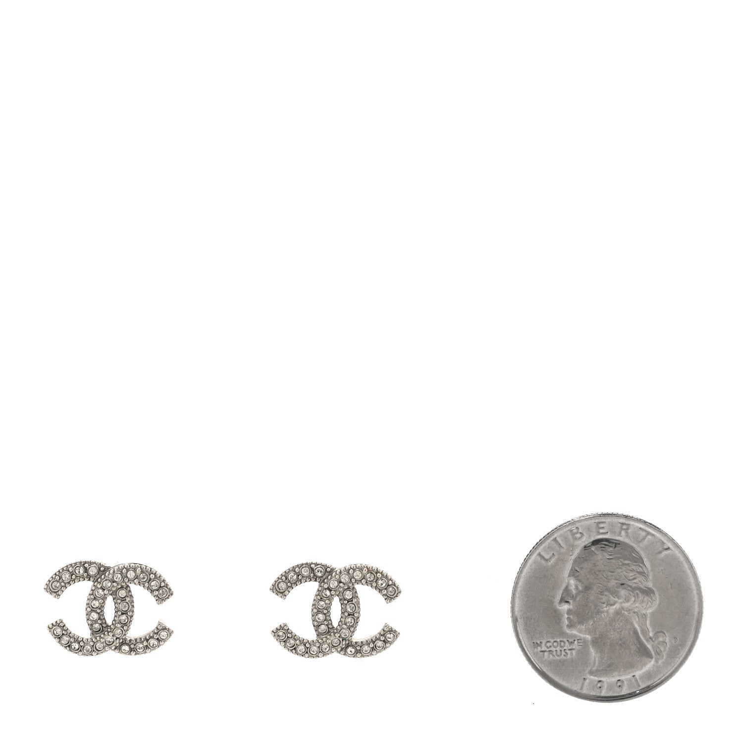 Chanel Crystal CC Earrings Silver 2 of 5