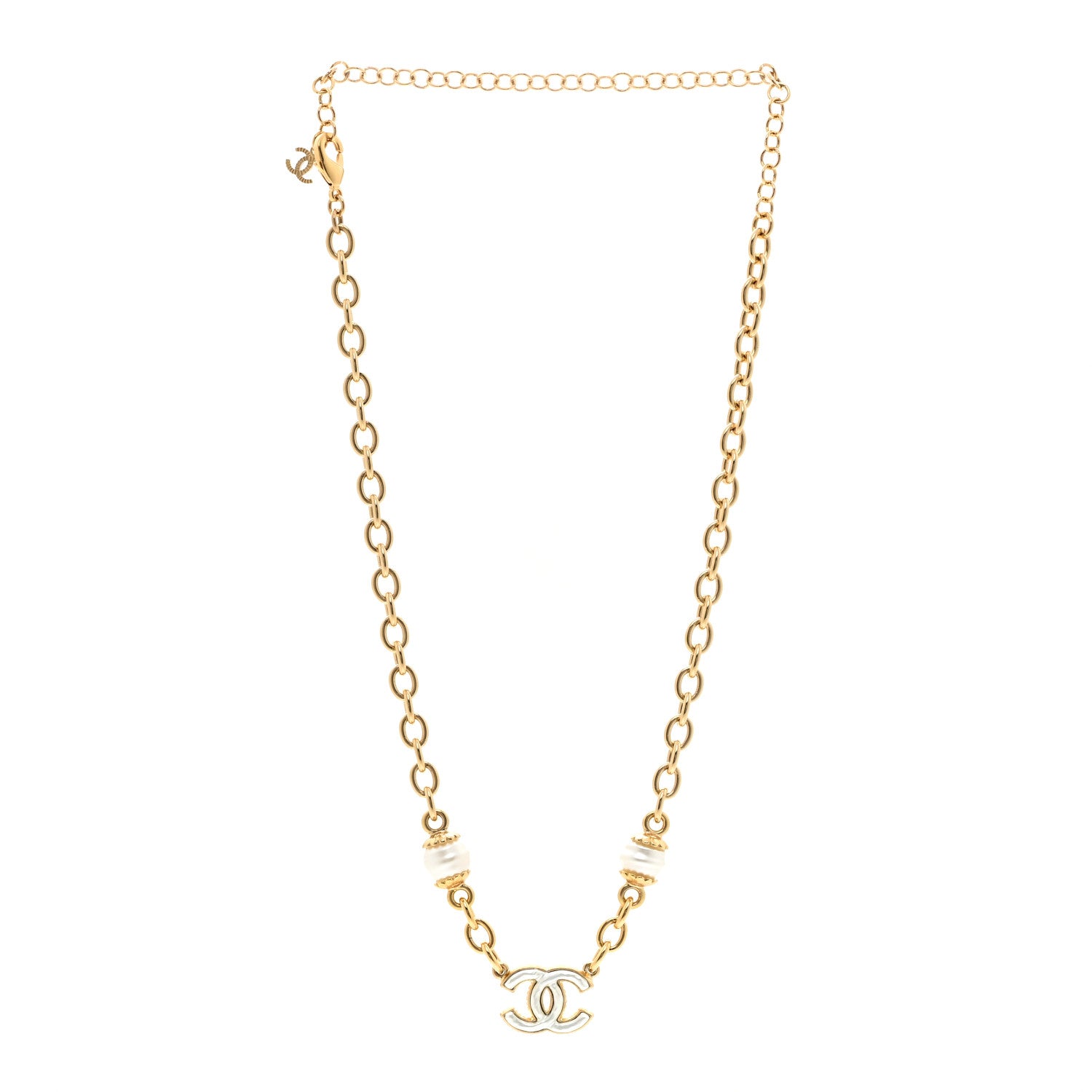 Chanel Metal Enamel CC Necklace Gold White 1820545 – FASHIONPHILE