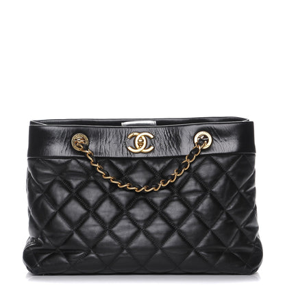 Chanel Calfskin Quilted Large Soft Elegance Tote Black 1 of 7