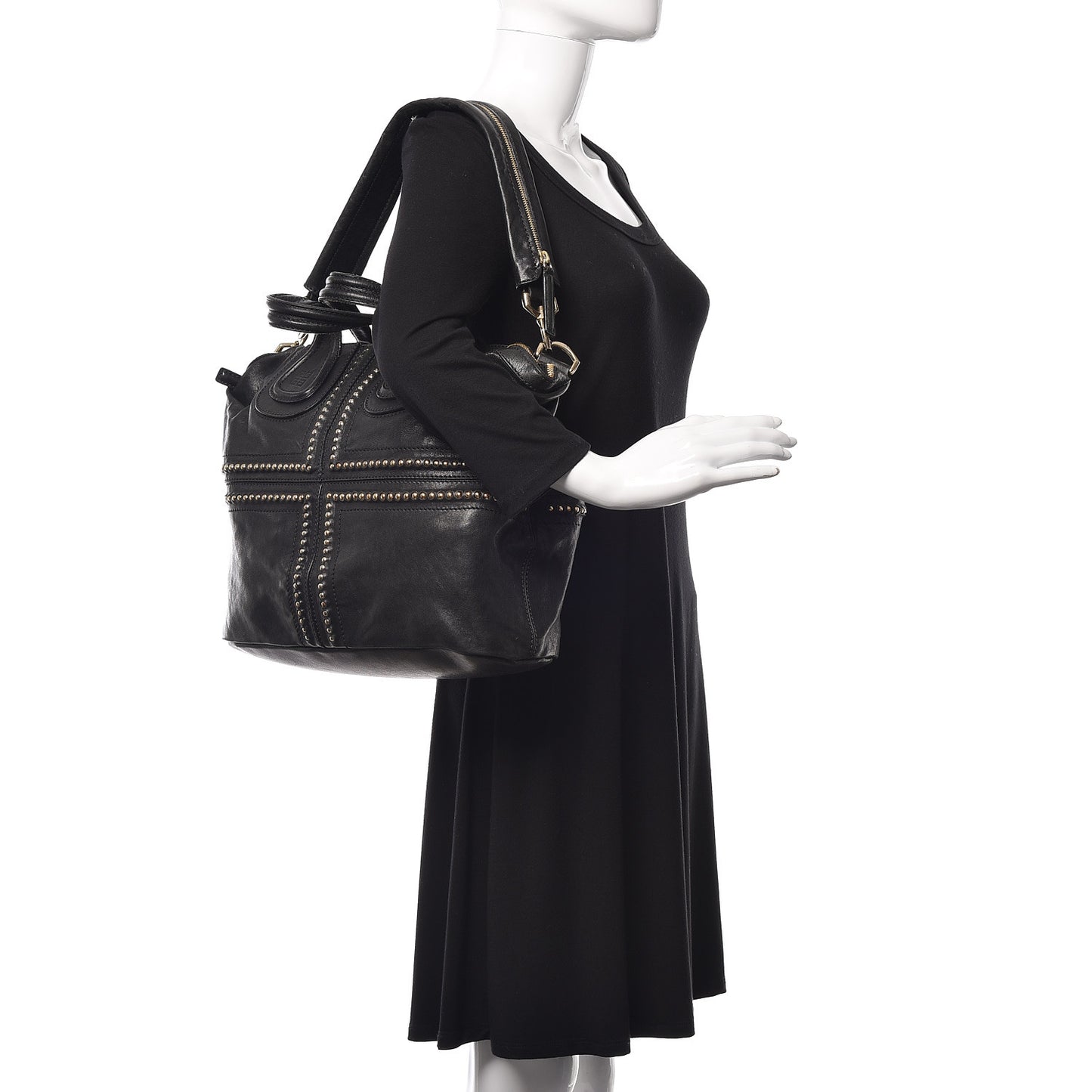 Lambskin Studded Medium Nightingale Black