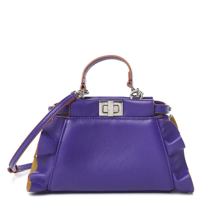 Fendi Shiny Nappa Waves Bi-Color Micro Peekaboo Iconic Satchel Purple Amber 1 of 11