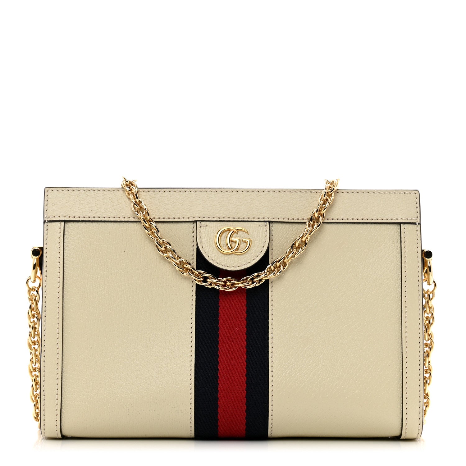 Gucci Textured Calfskin Web Small Ophidia Chain Shoulder Bag Mystic White 1 of 12
