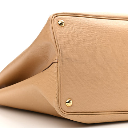 Prada Saffiano Cuir Medium Double Bag Noisette Papaya 7 of 12