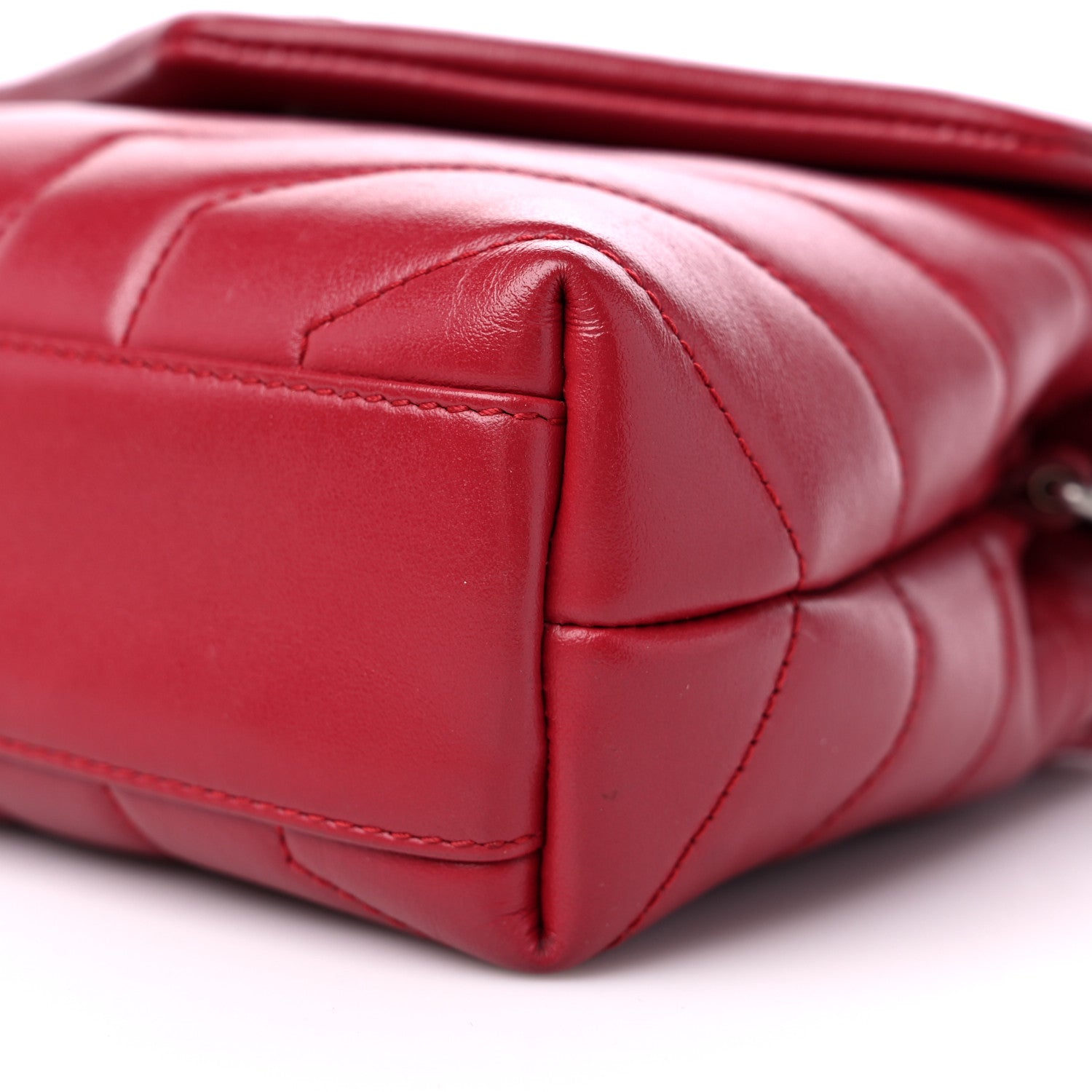 Saint Laurent Calfskin Y Quilted Monogram Toy Loulou Crossbody Bag Rouge 9 of 12