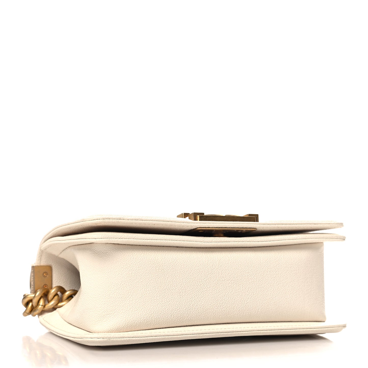 Caviar Quilted Small Boy Flap White