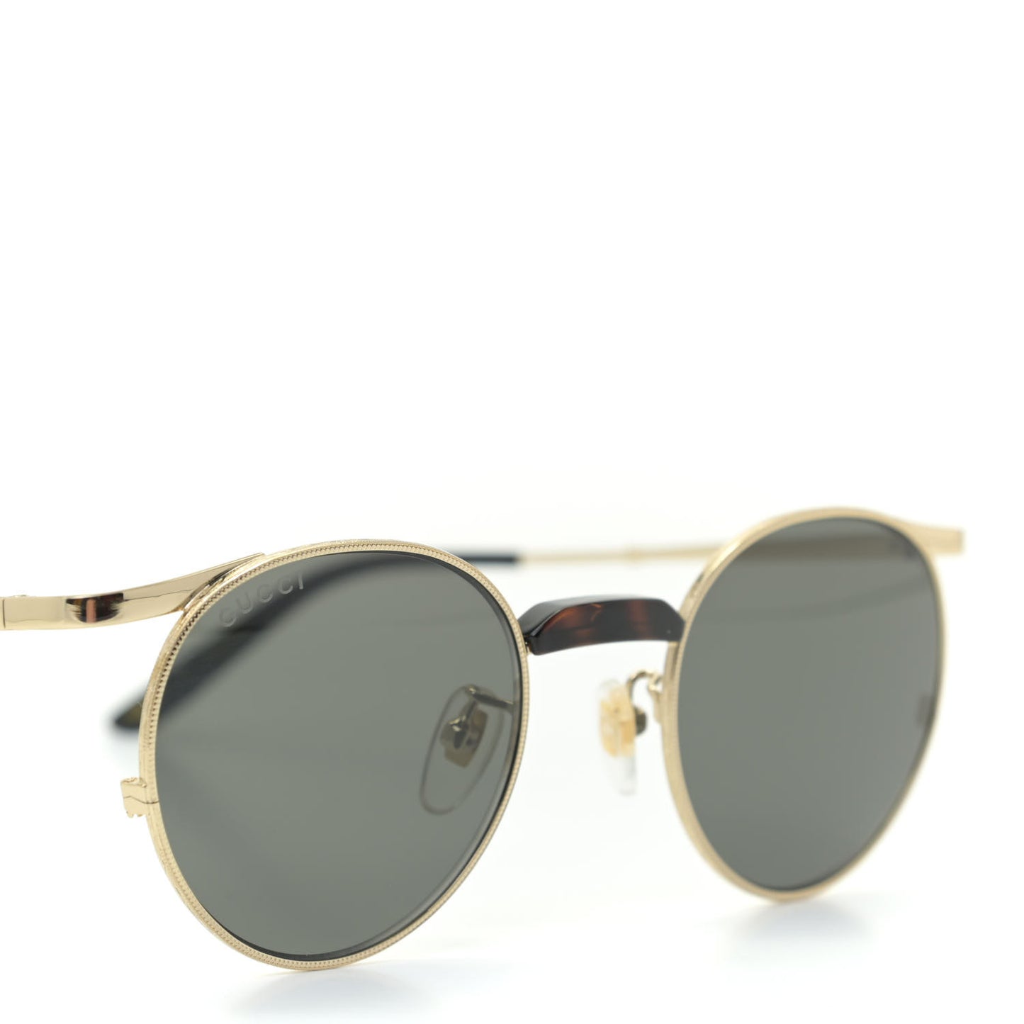 Metallic Round Eye Sunglasses GG0238S Gold Black