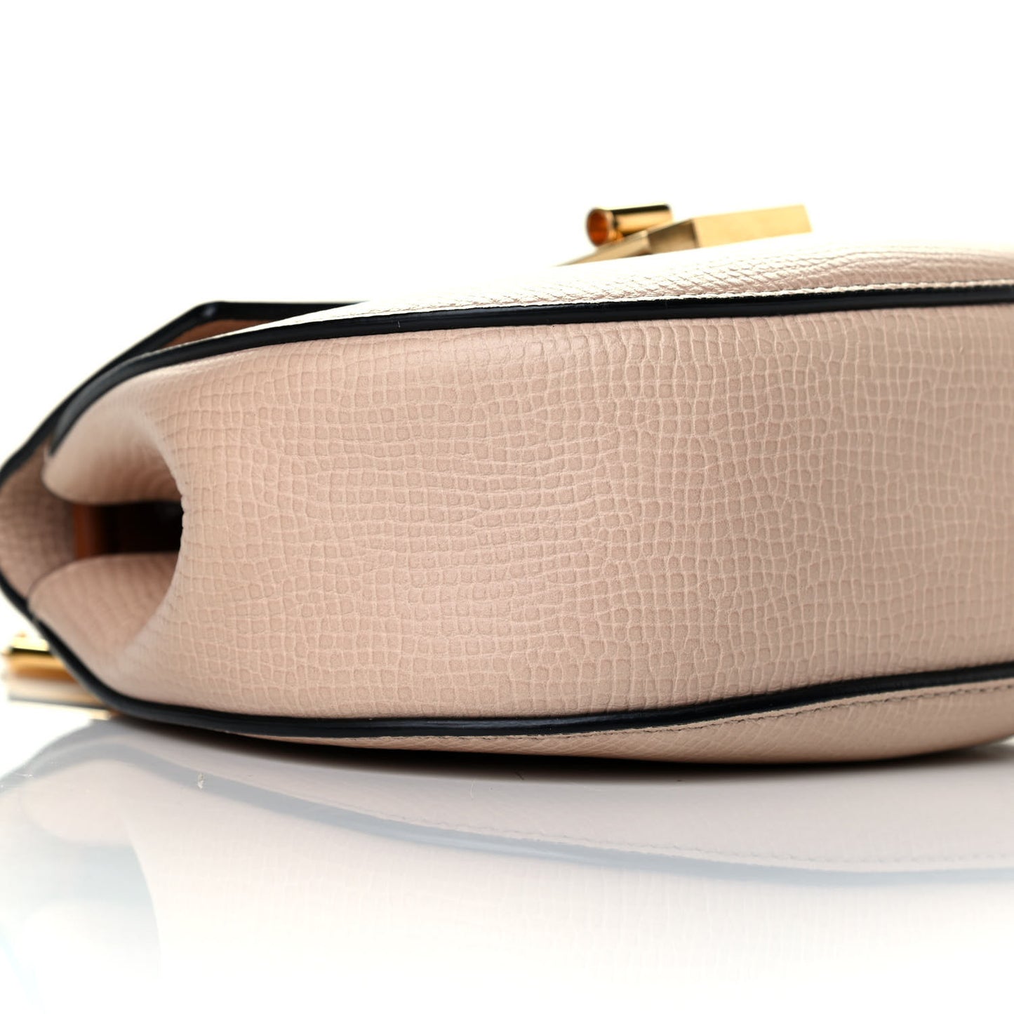 Grained Calfskin Lambskin Mini Bi-Color Drew Shoulder Bag Powder Beige Caramel