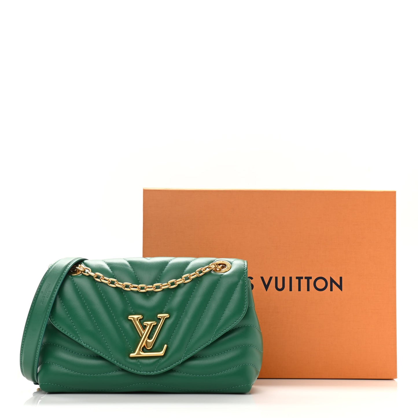 Calfskin New Wave Chain Bag MM NM Emerald