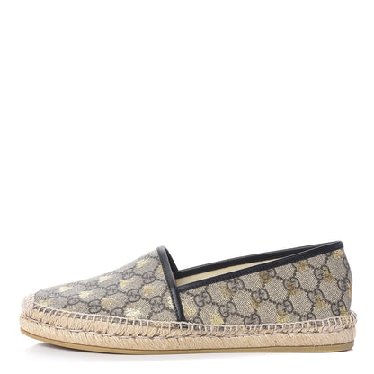 Gucci GG Supreme Monogram Bees Espadrille Flats 41 Beige Ebony Oro Black 1 of 10