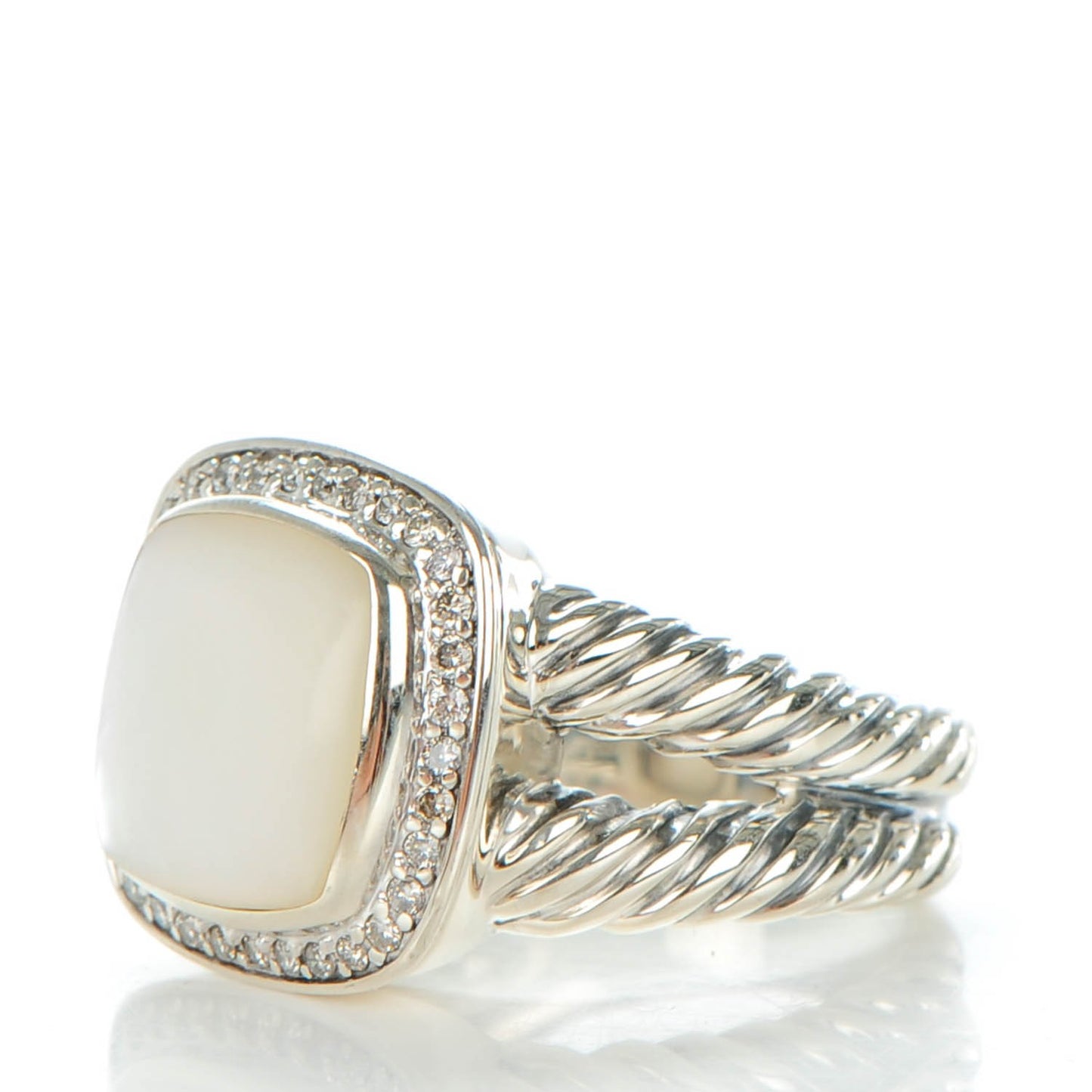 Sterling Silver Diamond Moon Quartz 11mm Albion Ring 58 8.5