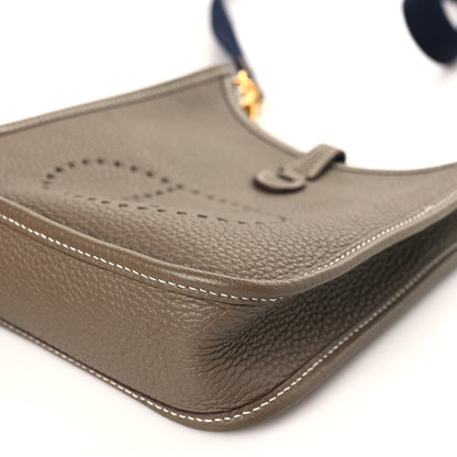 Hermes Taurillon Clemence Amazone Evelyne TPM Etoupe Bleu Indigo 9 of 10