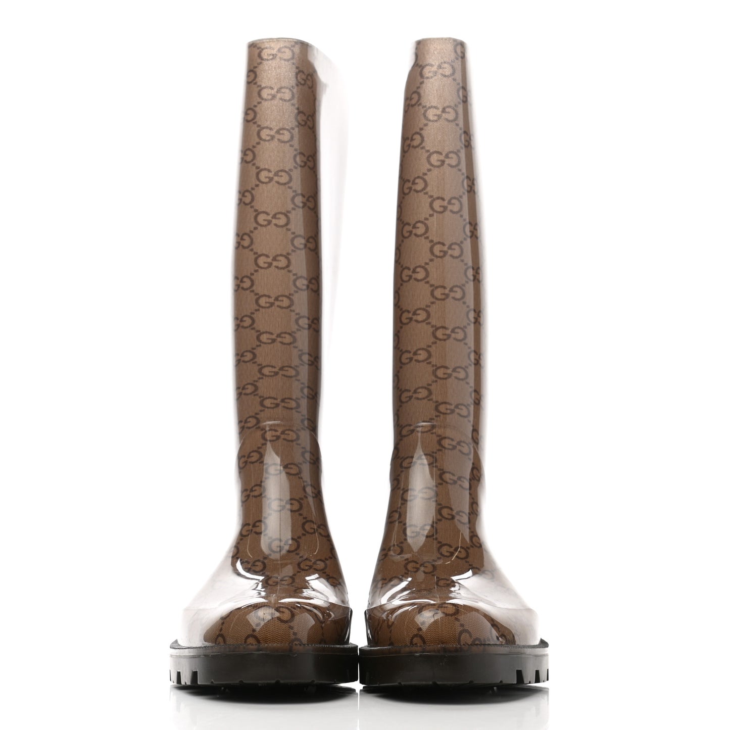 Rubber Monogram Edinburg Rain Boots 39 Transparent Cocoa