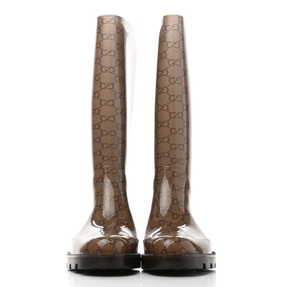 Gucci Rubber Monogram Edinburg Rain Boots 39 Transparent Cocoa 2 of 8