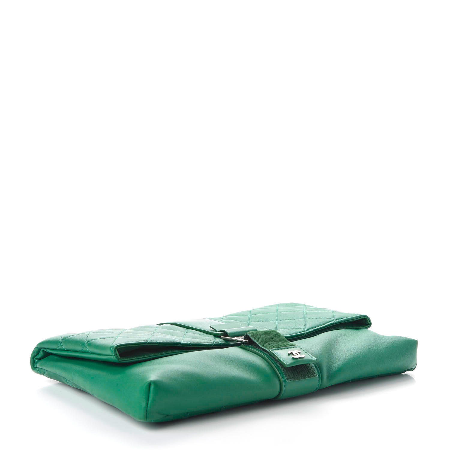 Chanel Lambskin Quilted Grip Clutch Green 4 of 11