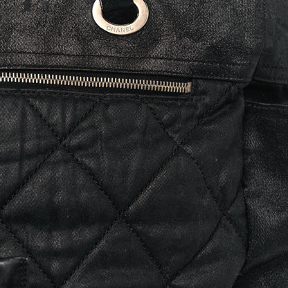 Chanel Coated Canvas Quilted Large Paris Biarritz Tote Black 8 of 19
