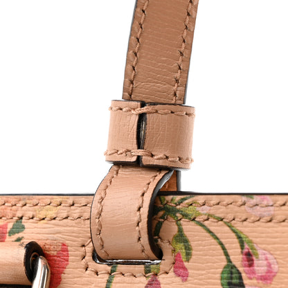 Gucci Shangai Calfskin Blooms Print Small Bamboo Daily Top Handle Bag Pink Apricot Multicolor 17 of 19