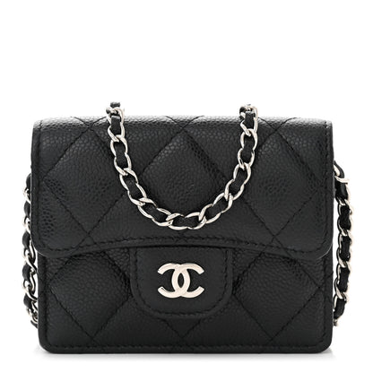 Chanel Caviar Quilted Flap Card Holder On Chain Black 1 of 13