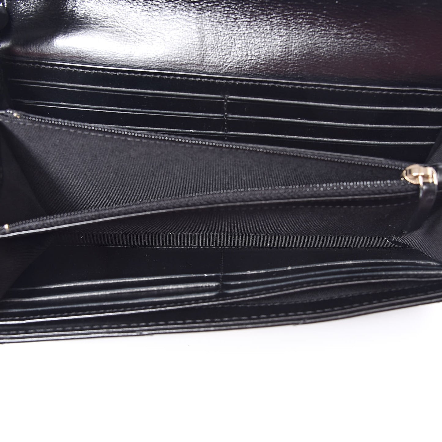 Calfskin Chevron Quilted Medal Flap Wallet Black