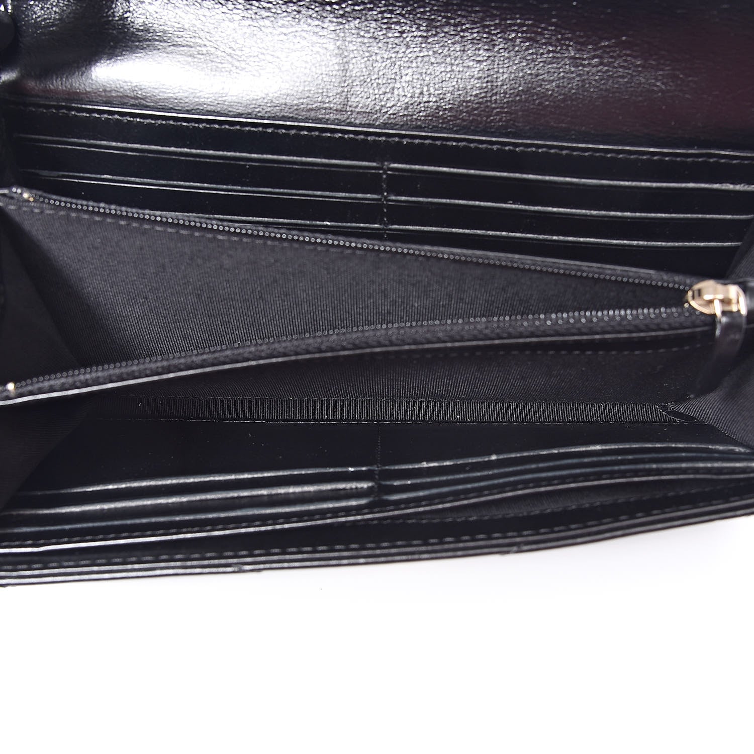 Chanel Calfskin Chevron Quilted Medal Flap Wallet Black 5 of 11
