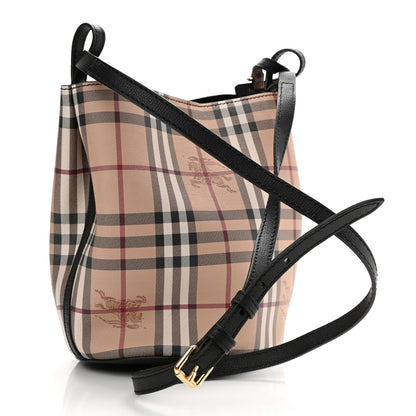 Burberry Haymarket Check Colours Small Lorne Bucket Crossbody Black 3 of 11