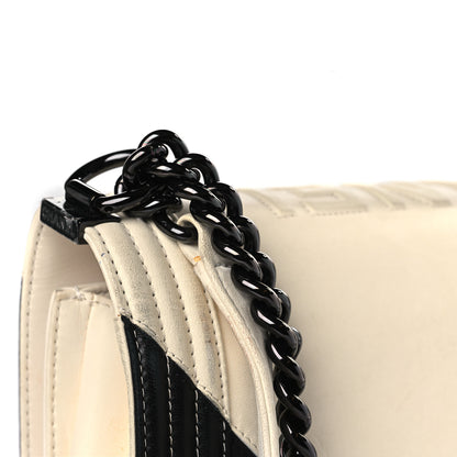 Chanel Glazed Calfskin Geometric Medium Boy Flap White Black 11 of 14