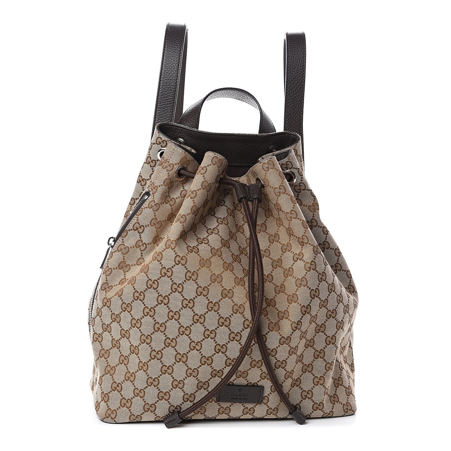Monogram Dollar Calfskin O Drawstring Backpack Beige Ebony Testa di Moro Dark Chocolate