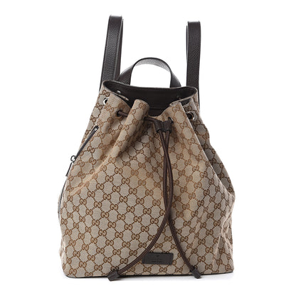 Gucci Monogram Dollar Calfskin O Drawstring Backpack Beige Ebony Testa di Moro Dark Chocolate 1 of 8