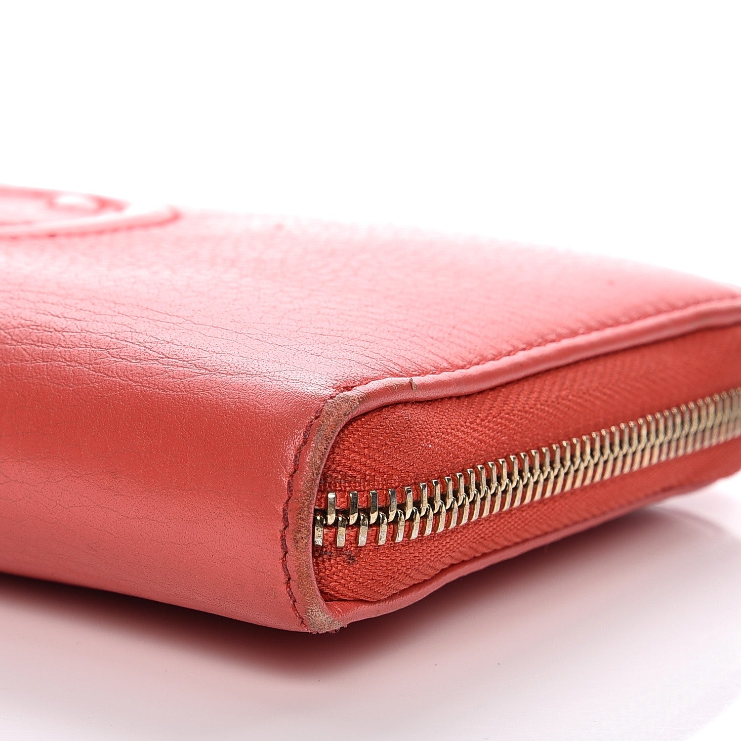 Gucci Pebbled Calfskin Soho Zip Around Wallet Coral 11 of 12