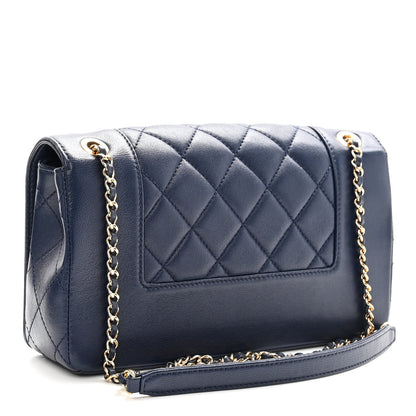 Chanel Sheepskin Quilted Medium Vintage Mademoiselle Flap Dark Navy 3 of 10