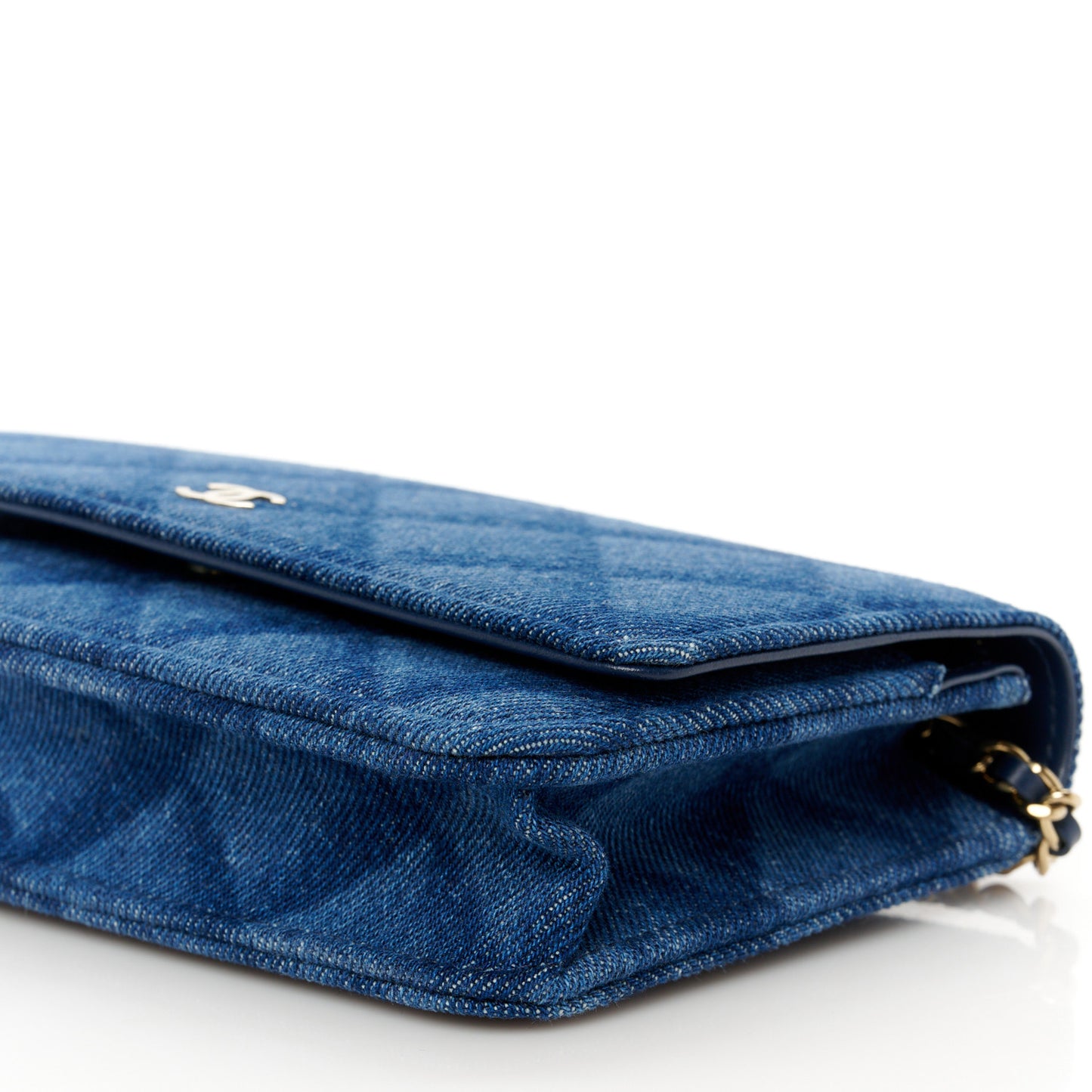 Denim Printed Wallet On Chain WOC Dark Blue