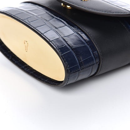 Chloe Calfskin Crocodile Embossed Small Aby Lock Full Blue 8 of 9