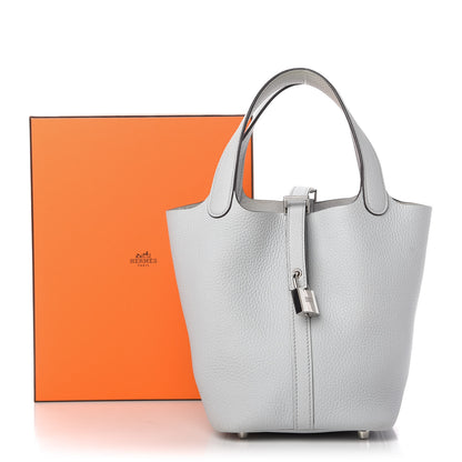Hermes Taurillon Clemence Picotin Lock 18 PM Bleu Brume 11 of 12