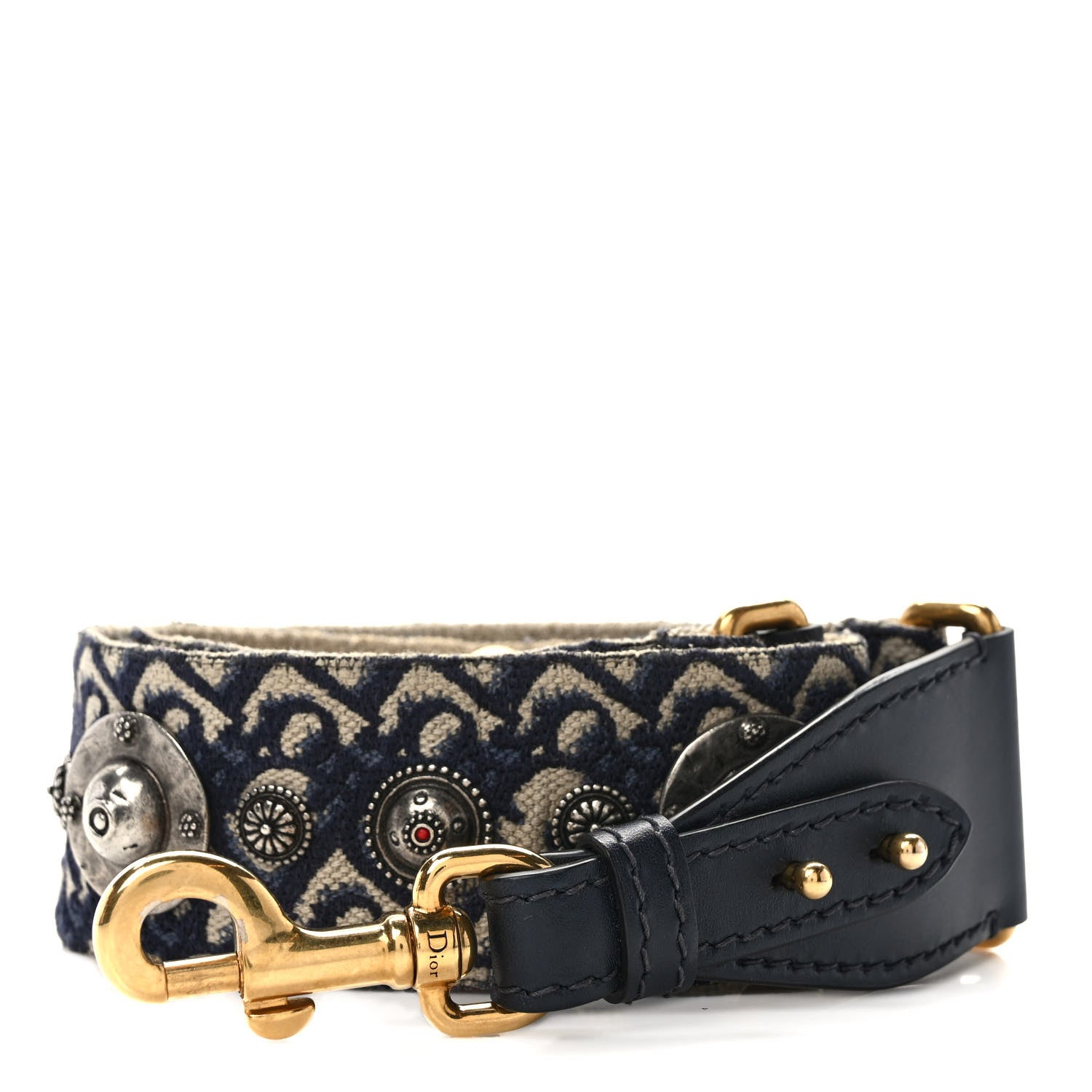 Christian Dior Oblique Studded Shoulder Strap Blue 1 of 5