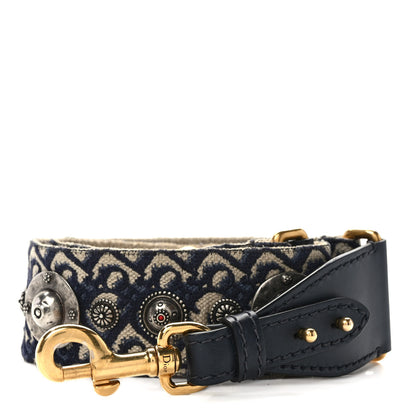 Christian Dior Oblique Studded Shoulder Strap Blue 1 of 5