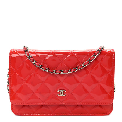 Chanel Patent Quilted Wallet On Chain WOC Coral 1 of 13